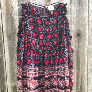 Knox Rose Red and Blue Floral Blouse